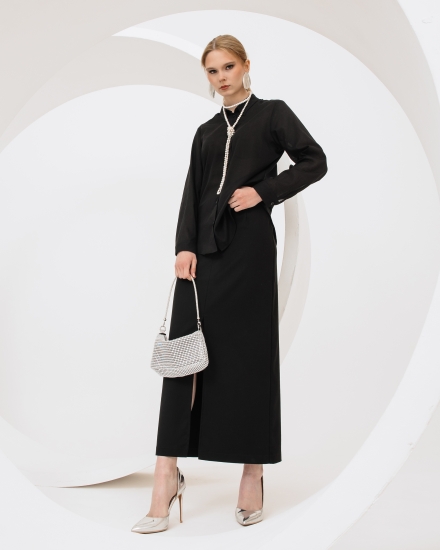 Юбка миди с разрезом LZ Prada, черный