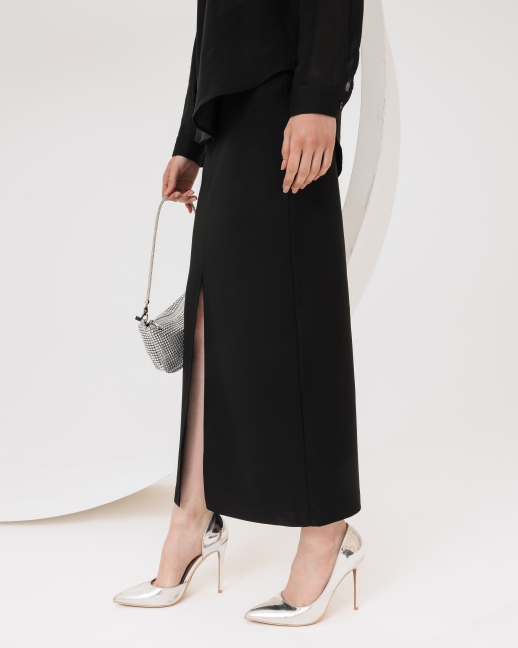 Юбка миди с разрезом LZ Prada, черный