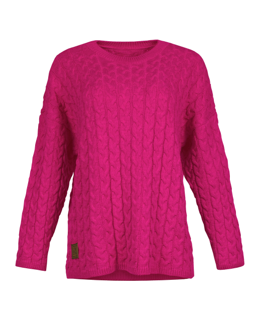 Джемпер вязаный оверсайз, фуксия