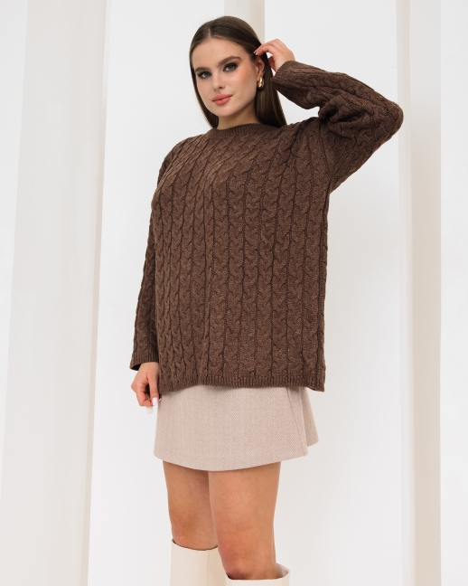 Джемпер вязаный оверсайз, шоколад