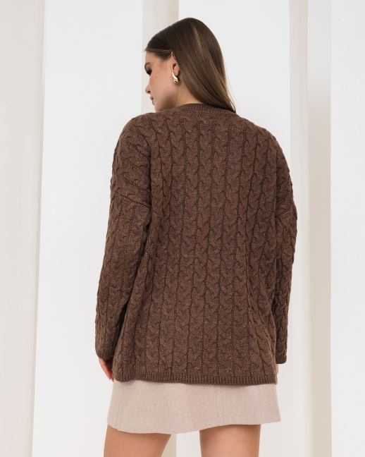 Джемпер вязаный оверсайз, шоколад