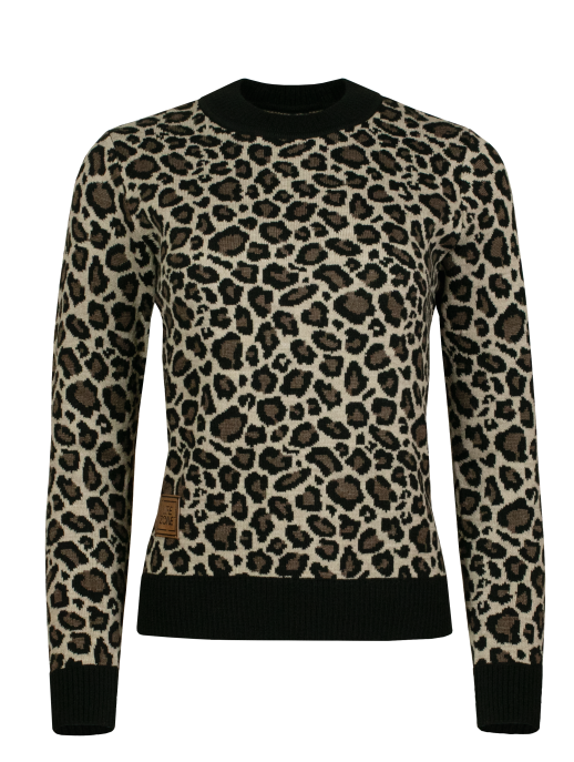 Джемпер вязаный Leo, принт леопард шоколадный
