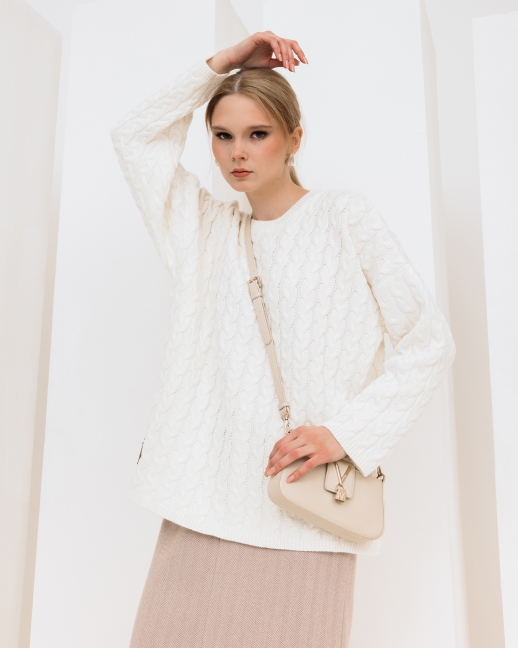 Джемпер вязаный молочный