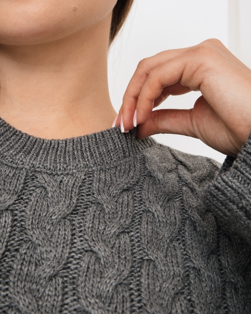 Джемпер оверсайз вязаный, графит