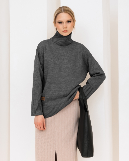 Свитер вязаный OVERSIZE, графит