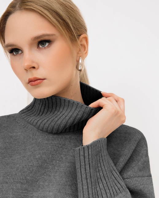 Свитер вязаный OVERSIZE, графит