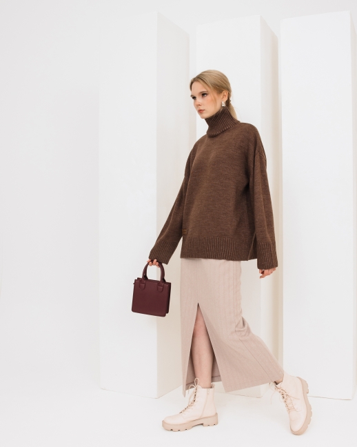 Свитер вязаный OVERSIZE, шоколад