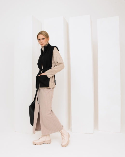 Свитер вязаный OVERSIZE, бежевый