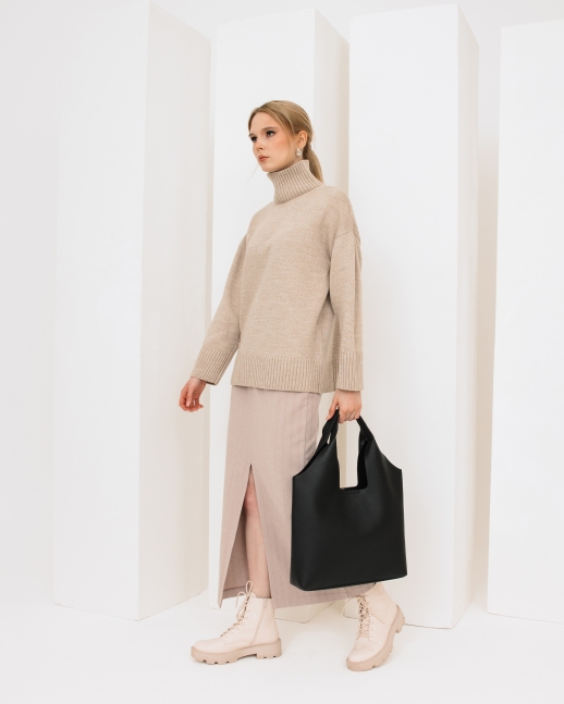 Свитер вязаный OVERSIZE, бежевый