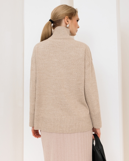Свитер вязаный OVERSIZE, бежевый