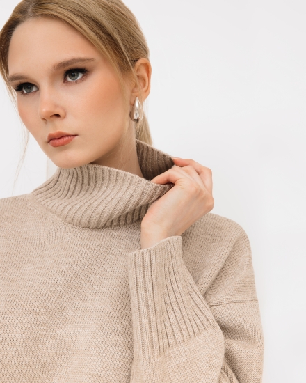 Свитер вязаный OVERSIZE, бежевый