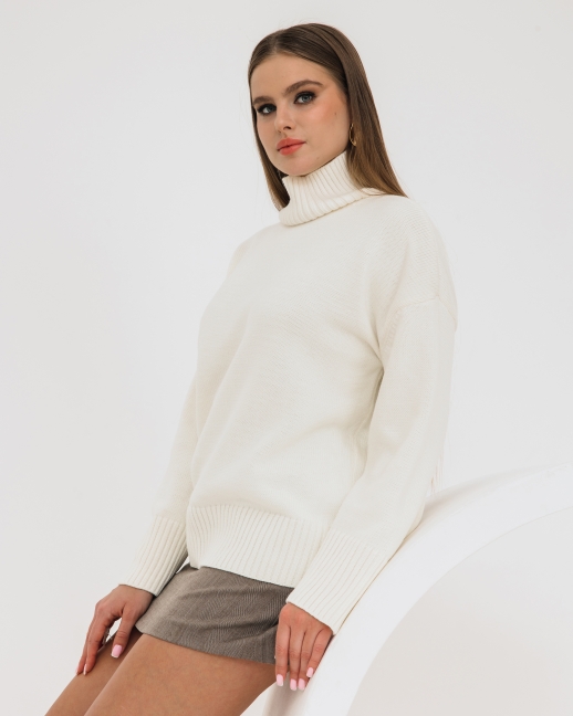 Свитер вязаный OVERSIZE, молочный