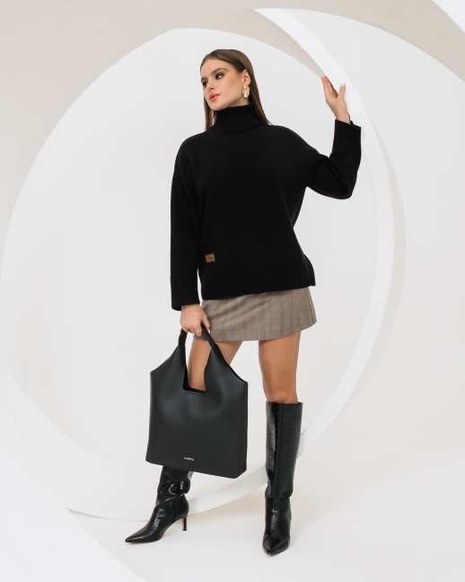 Свитер вязаный OVERSIZE, черный