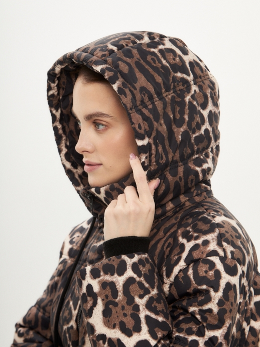 Куртка стеганая LZ24, принт леопард