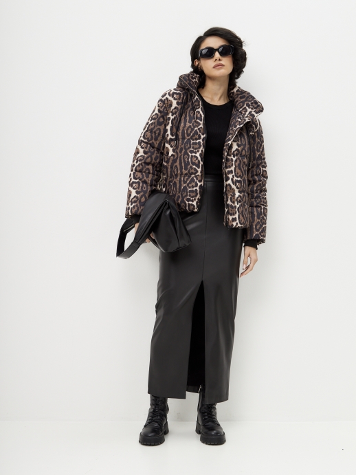 Куртка стеганая LZ24, принт леопард