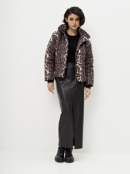 Куртка стеганая LZ24, принт леопард
