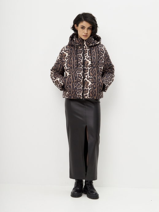 Куртка стеганая LZ24, принт леопард