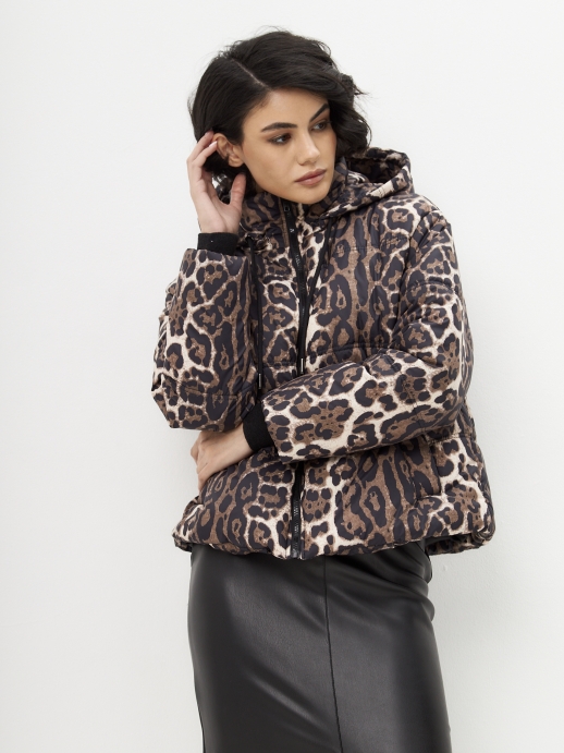 Куртка стеганая LZ24, принт леопард