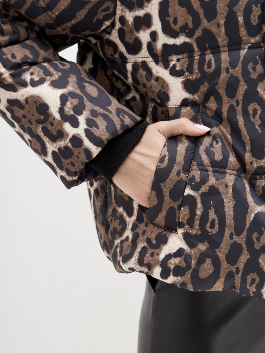 Куртка стеганая LZ24, принт леопард