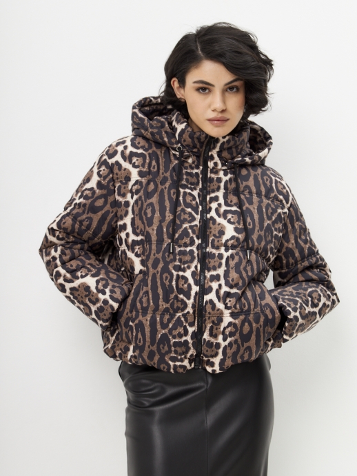 Куртка стеганая LZ24, принт леопард