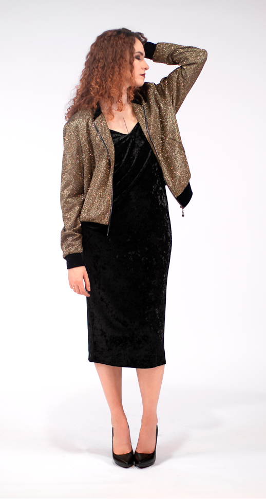 Бомбер блестящий OVERSIZE, золотой