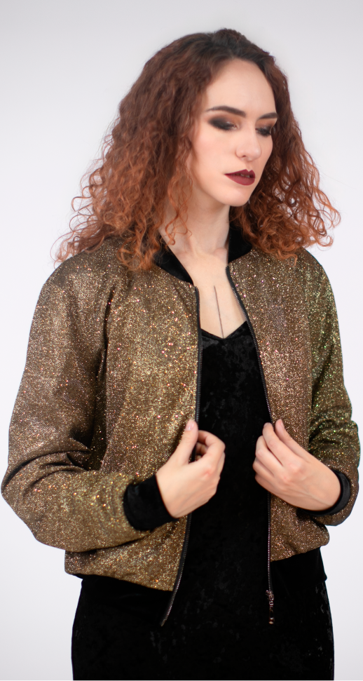 Бомбер блестящий OVERSIZE, золотой