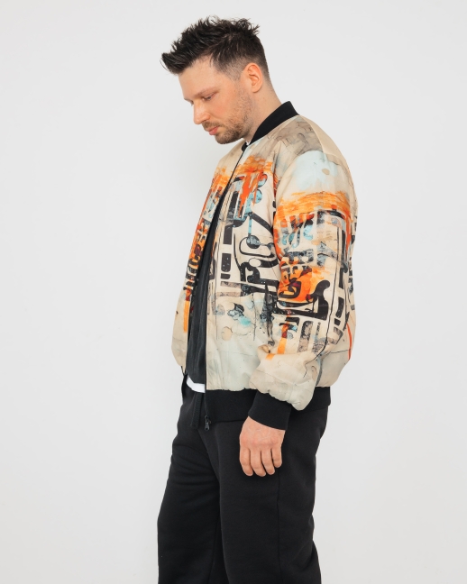 Бомбер из водоотталкивающей ткани с принтом OVERSIZE LZM, черный/ принт 