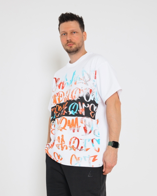 Футболка LZM Graffiti принт, белый 