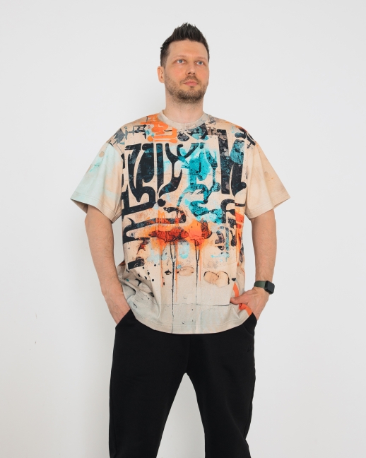 Футболка LZM Garage full принт, мокко