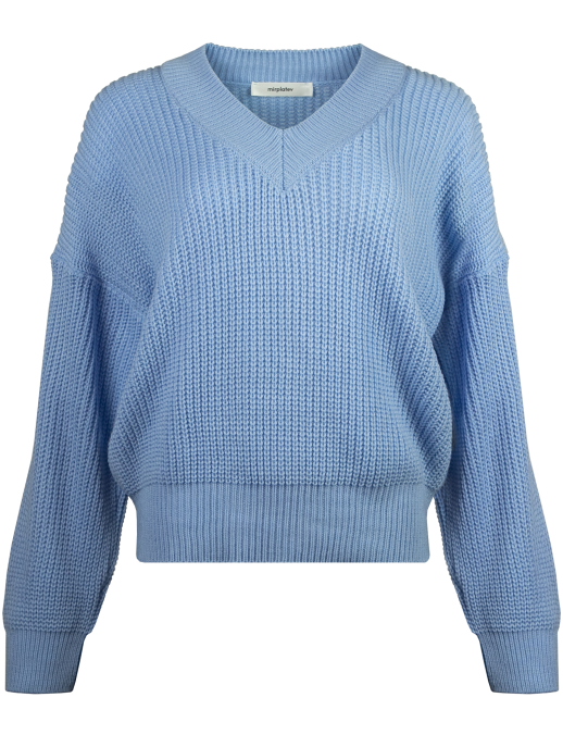 Джемпер с V-образным вырезом, голубой