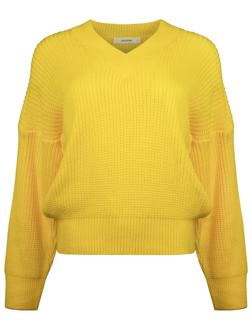 Джемпер с V-образным вырезом, желтый
