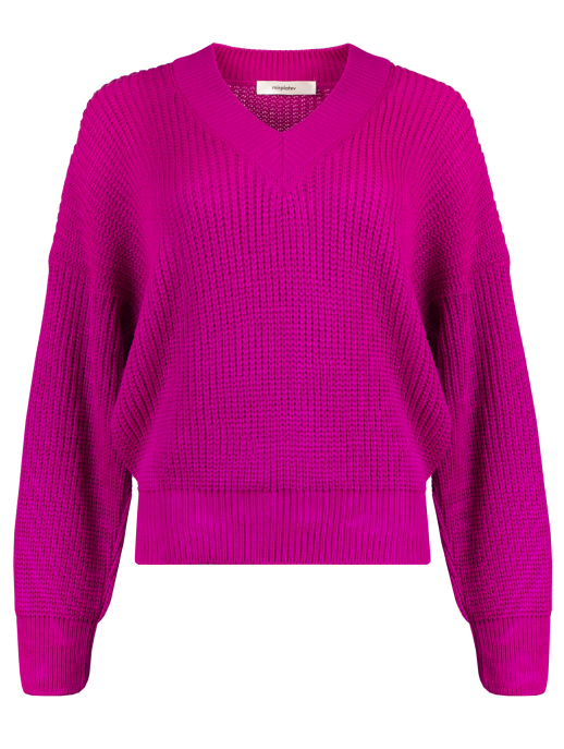 Джемпер с V-образным вырезом, фуксия