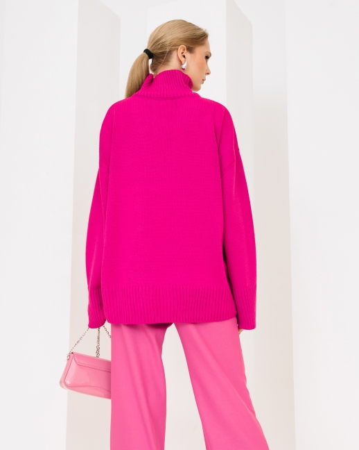 Свитер вязаный OVERSIZE, фуксия