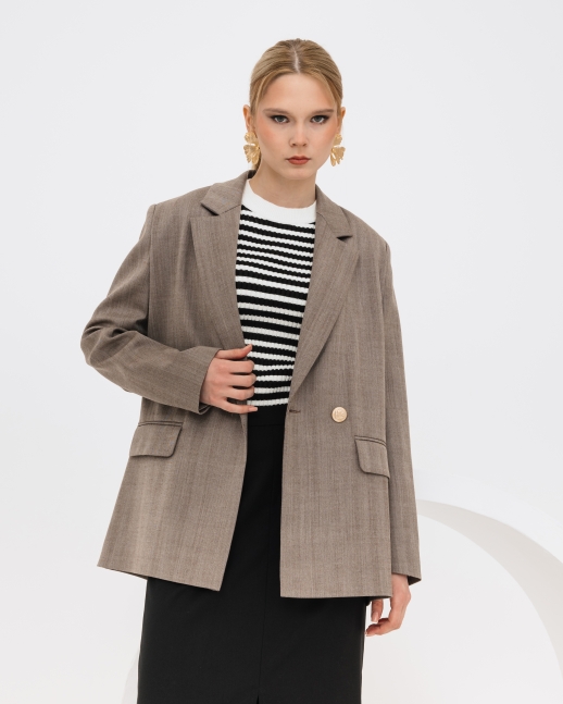 Трендовый пиджак оверсайз LZ Ganesha, серо-коричневый