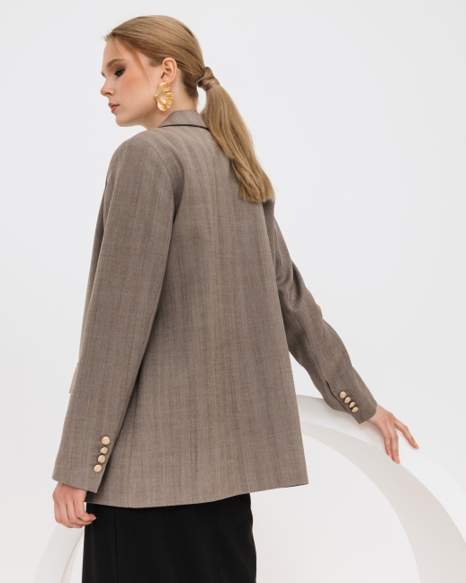 Трендовый пиджак оверсайз LZ Ganesha, серо-коричневый