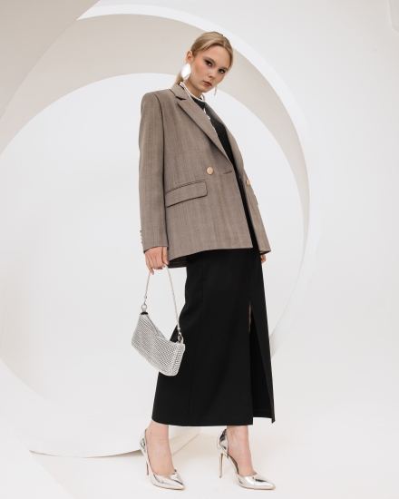 Трендовый пиджак оверсайз LZ Ganesha, серо-коричневый