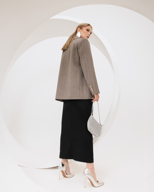 Трендовый пиджак оверсайз LZ Ganesha, серо-коричневый