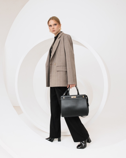 Трендовый пиджак оверсайз LZ Ganesha, серо-коричневый