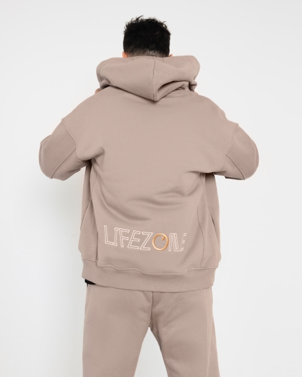 Зип худи LZM с вышивкой, мокко