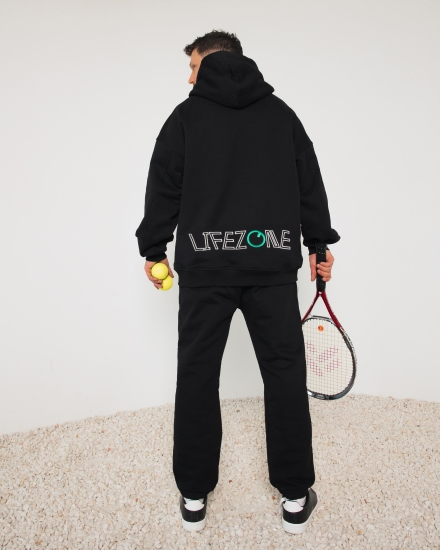 Зип худи LZM с вышивкой, черный