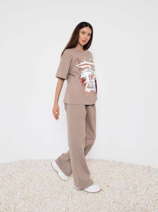 Брюки LZ с вышивкой, мокко