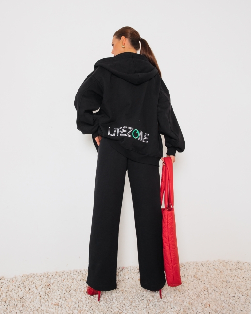 Зип худи LZ с вышивкой, черный