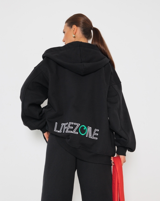 Зип худи LZ с вышивкой, черный