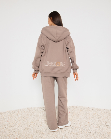 Зип худи LZ с вышивкой, мокко