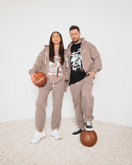 Зип худи LZ с вышивкой, мокко