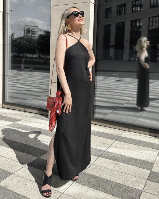 Платье прямое LZ коллекция Лён, черный