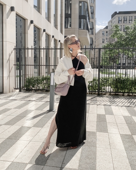 Платье прямое LZ коллекция Лён, черный