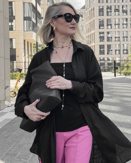 Рубашка oversize LZ коллекция Лён, черный